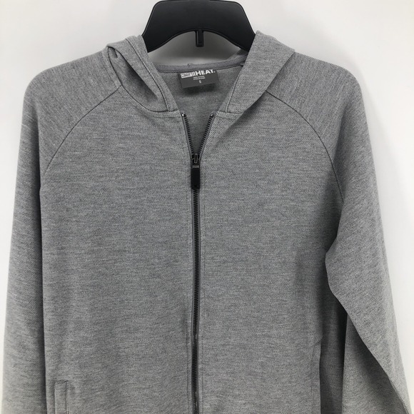 32 Degrees Heat Men's Full Zip Hooded Jacket Tight Knit Thermal Gray SMALL - Picture 1 of 6